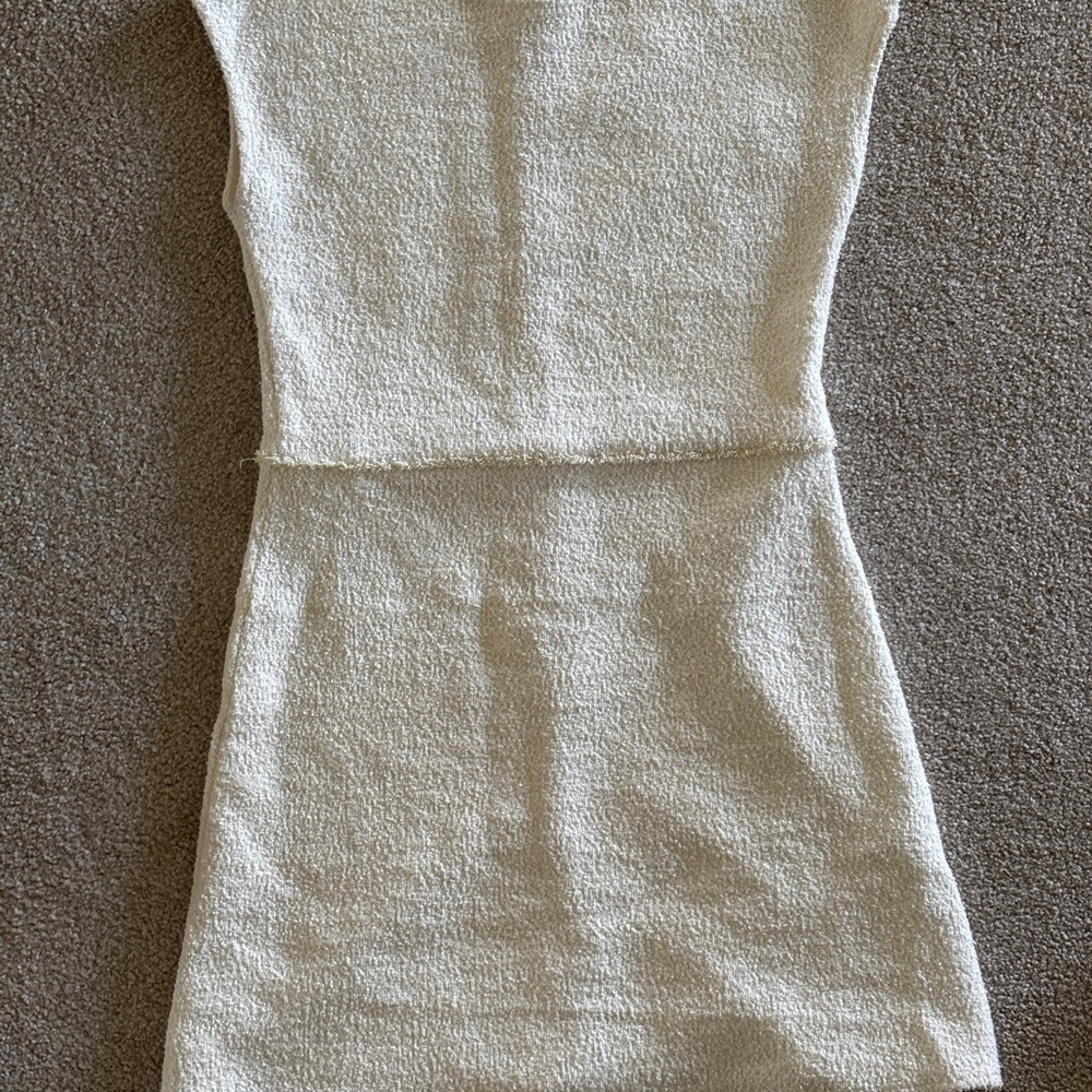 Zara Cream Sheath Mini Dress Short Sleeve Crew Neck